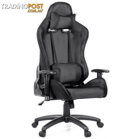 PU Leather & Mesh Reclining Office Desk Gaming Executive Chair - Black