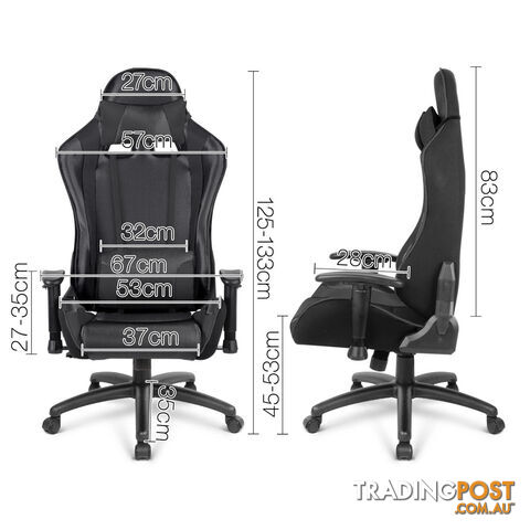 PU Leather & Mesh Reclining Office Desk Gaming Executive Chair - Black