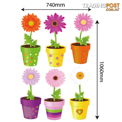 Extra Large Size Flower Pot Wall Stickers - Totally Movable