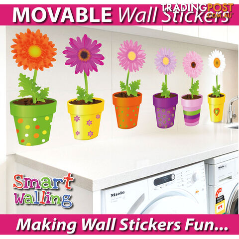 Extra Large Size Flower Pot Wall Stickers - Totally Movable