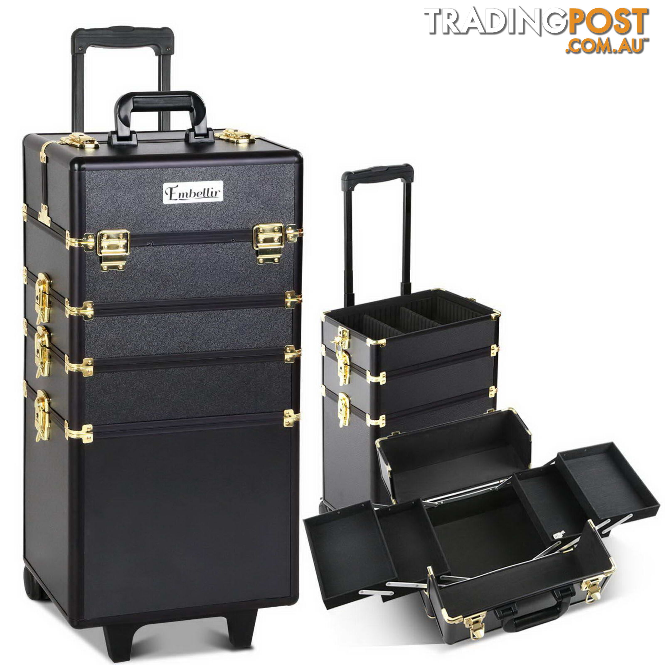 7 in 1 Make Up Cosmetic Beauty Case _ÑÐ Black & Gold