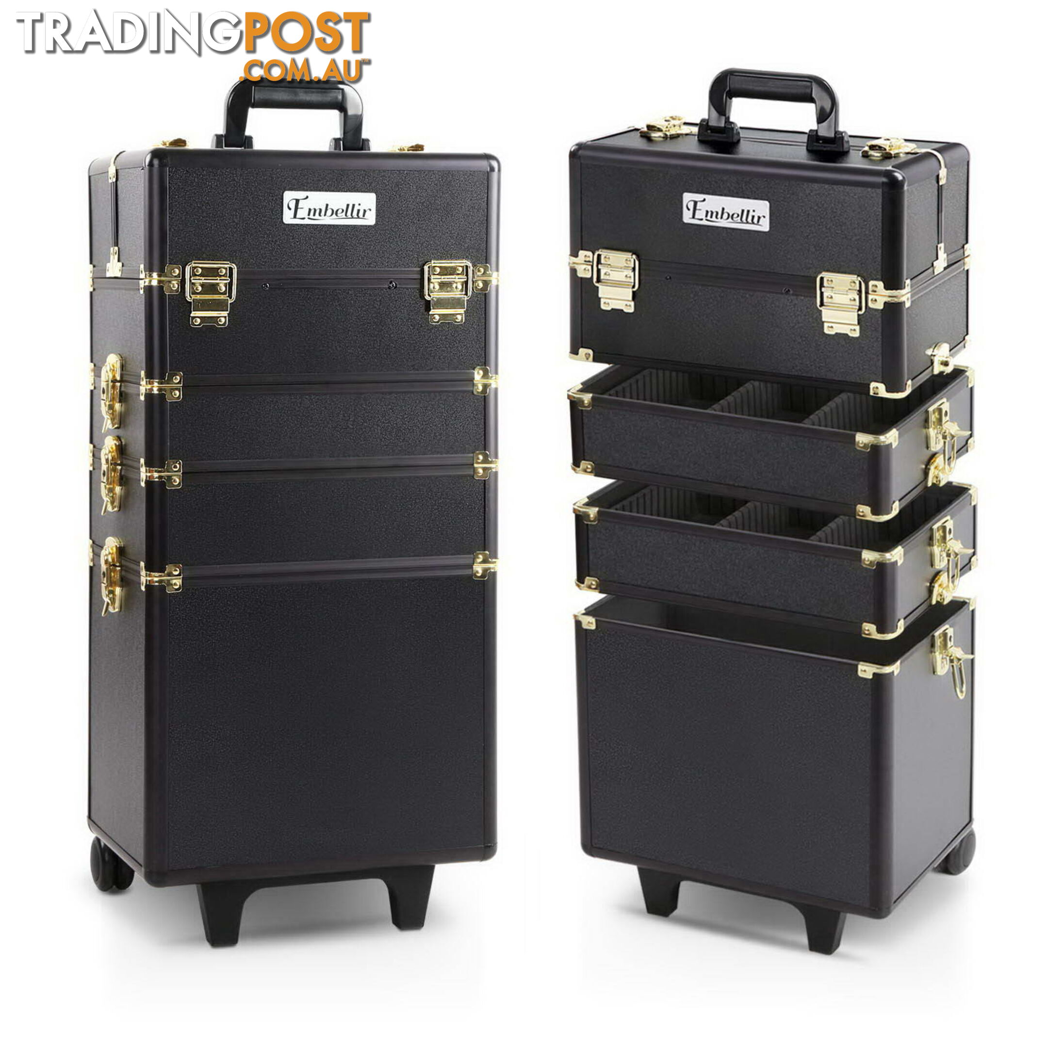 7 in 1 Make Up Cosmetic Beauty Case _ÑÐ Black & Gold