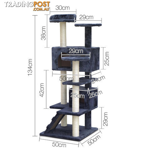 Cat Scratching Post  Tree House Condo 134cm Grey