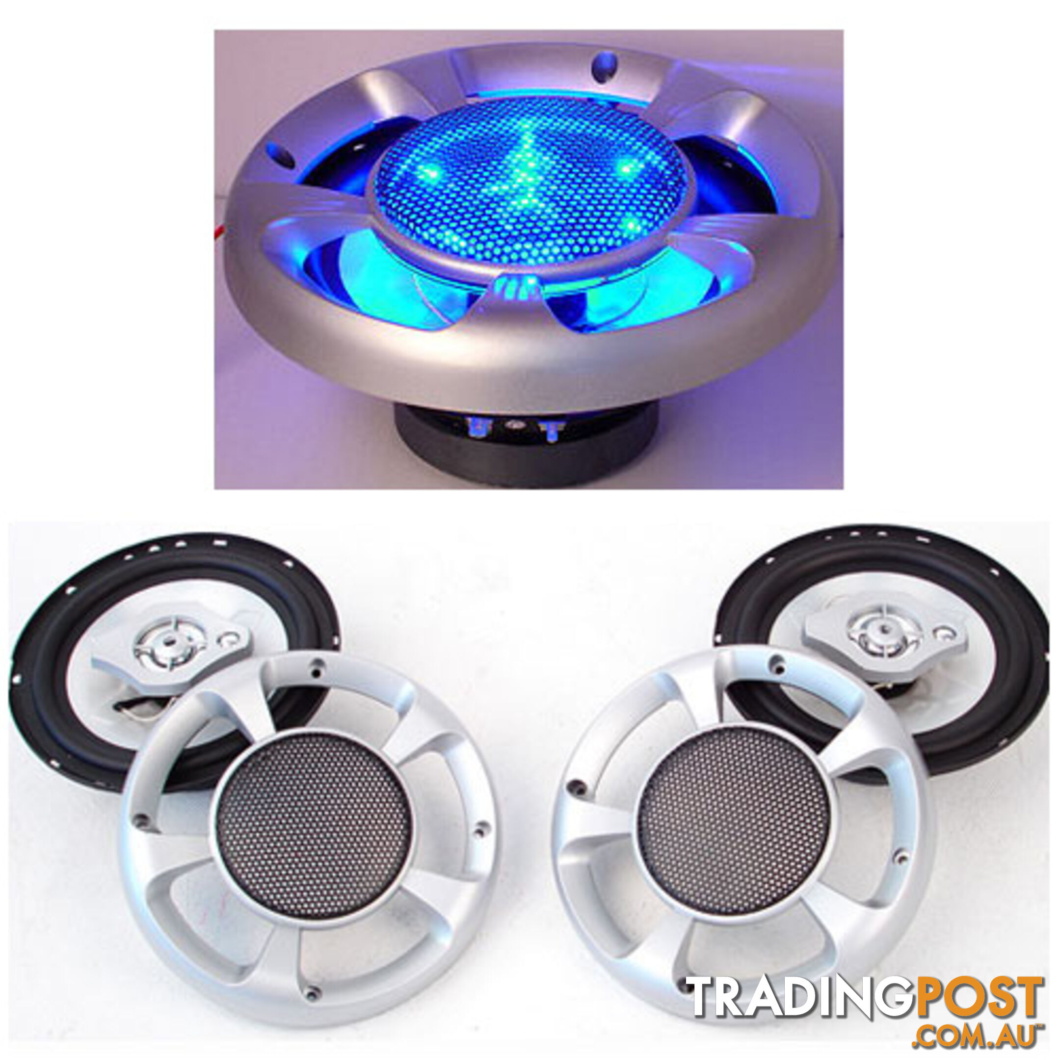 Set of 2 MaxTurbo Car Speakers w/ LED Light 500w