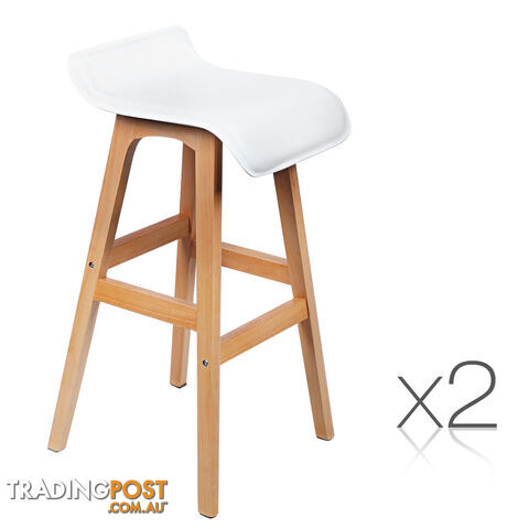 Set of 2 PVC Leather Bar Stool White