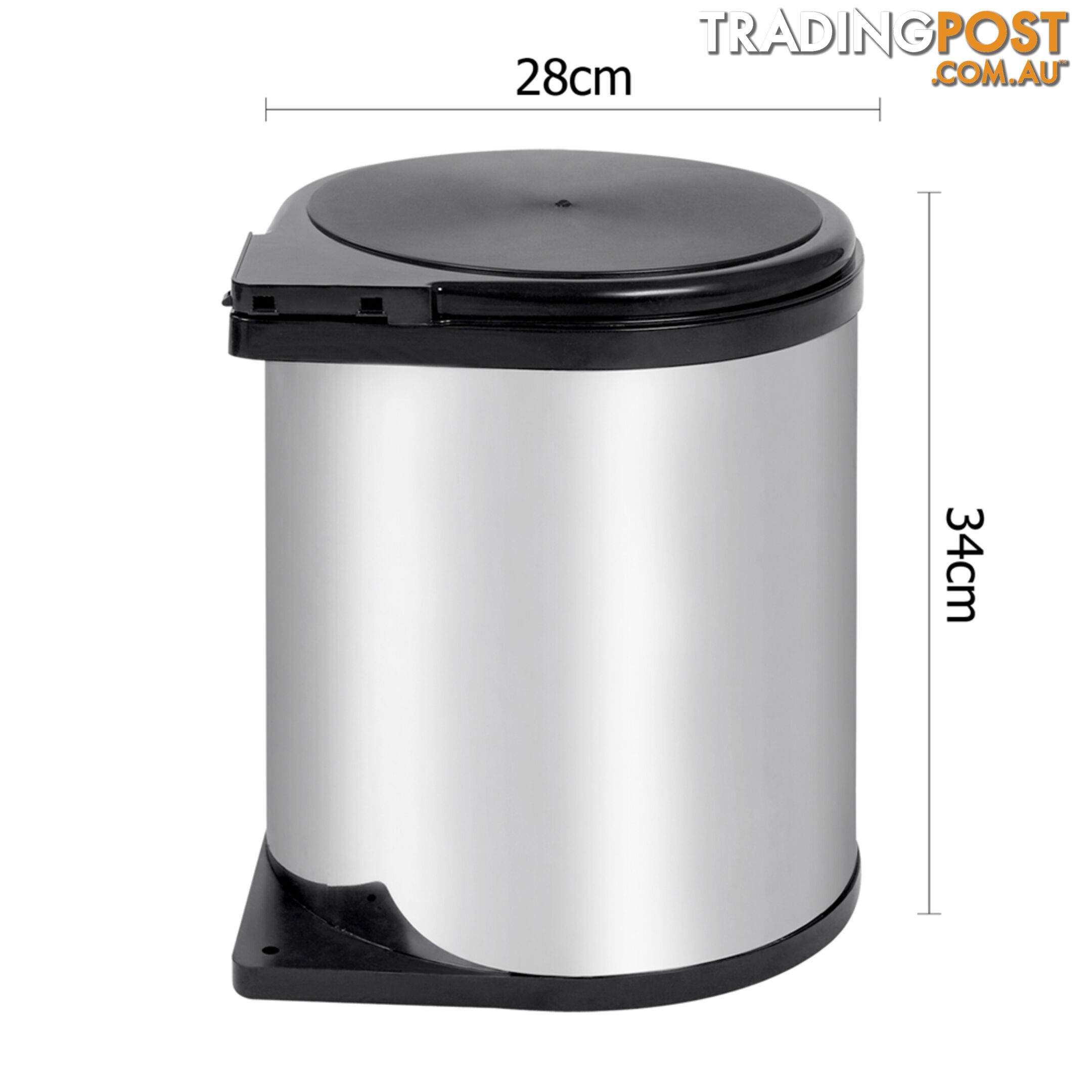 Auto Swing Out Lid Stainless Steel Bin 14L