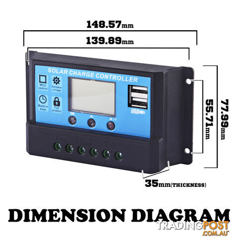 12V-24V 20A LCD Display PWM Solar Panel Regulator Charge Controller Timer PWN