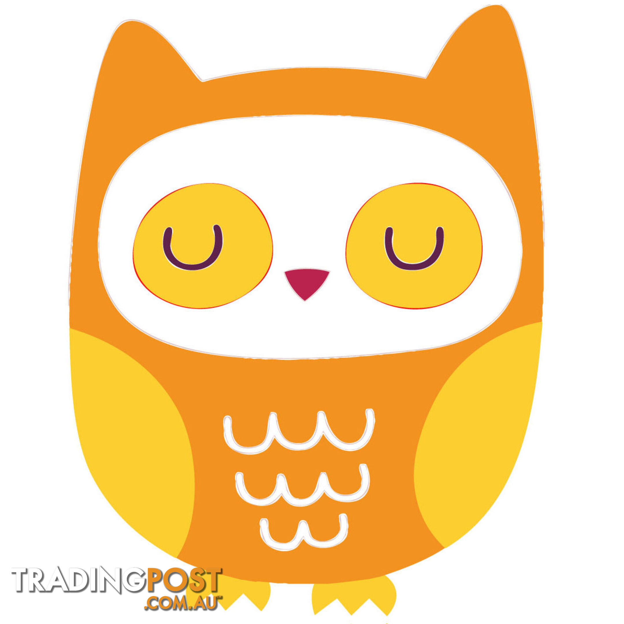 10 X Orange Owl Wall Stickers - Totally Movable