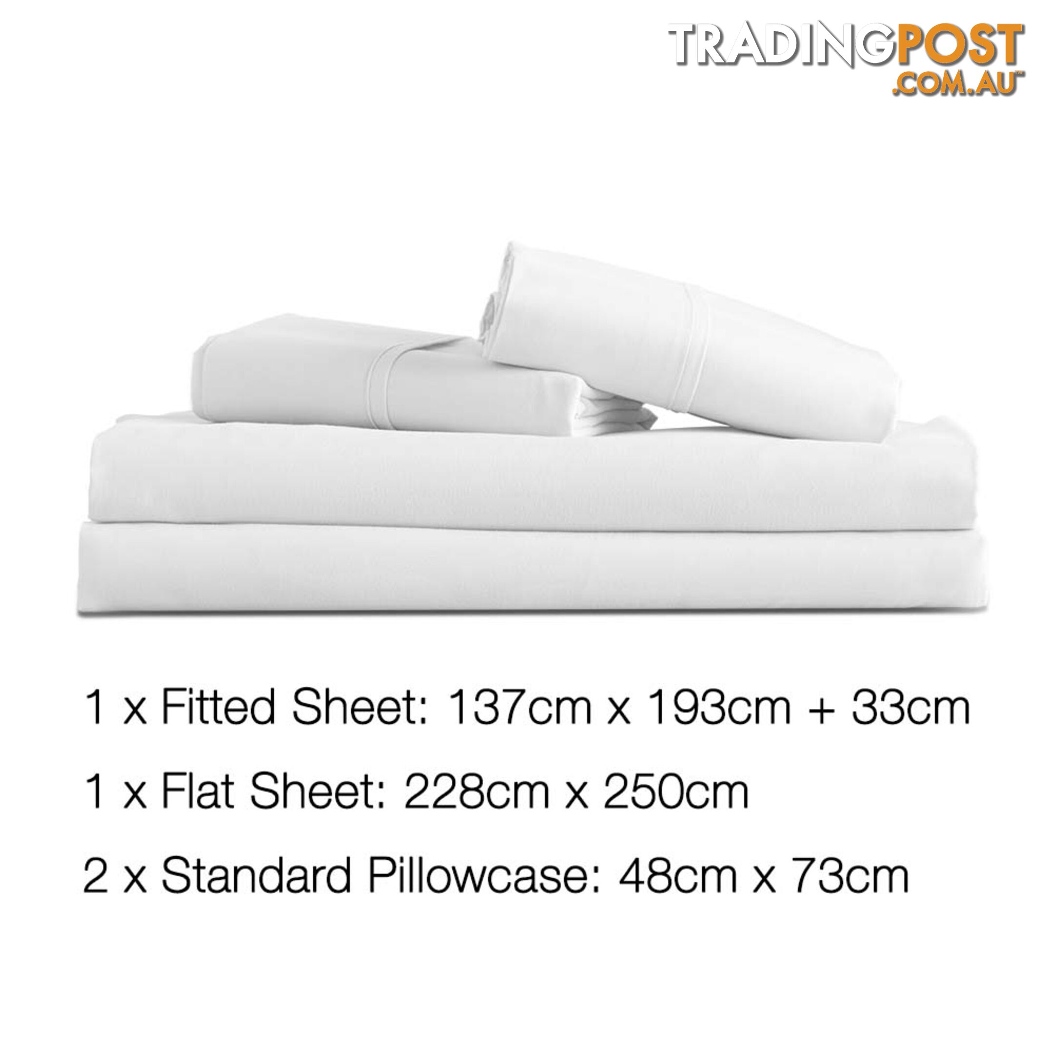 4 Piece Microfibre Sheet Set Double_ÑÐ White