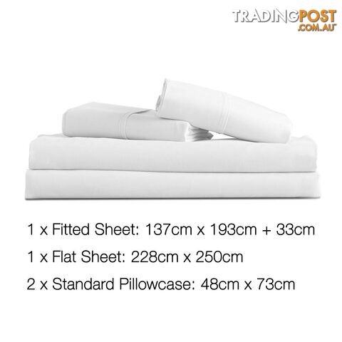 4 Piece Microfibre Sheet Set Double_ÑÐ White