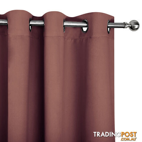 ArtQueen 3 Pass Eyelet Blockout Curtain Brown 300cm