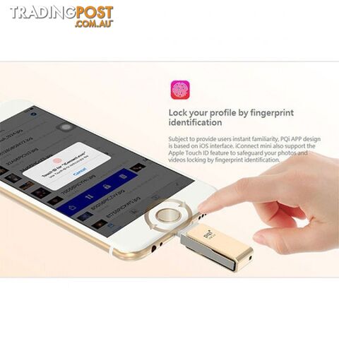 PQI iConnect Mini 6I04-032GR2001 Gold [Apple MFi] 32 GB Mobile Flash Drive w/ Lightning Connector for iPhones iPads Mac & PC USB 3.0 (6I04-032GR2001) - photo 5 of 6