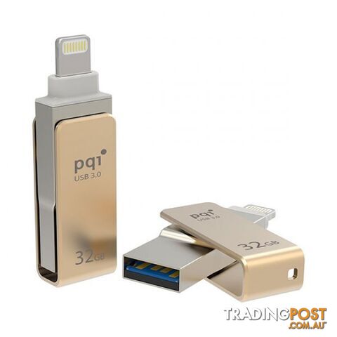 PQI iConnect Mini 6I04-032GR2001 Gold [Apple MFi] 32 GB Mobile Flash Drive w/ Lightning Connector for iPhones iPads Mac & PC USB 3.0 (6I04-032GR2001) - photo 2 of 6
