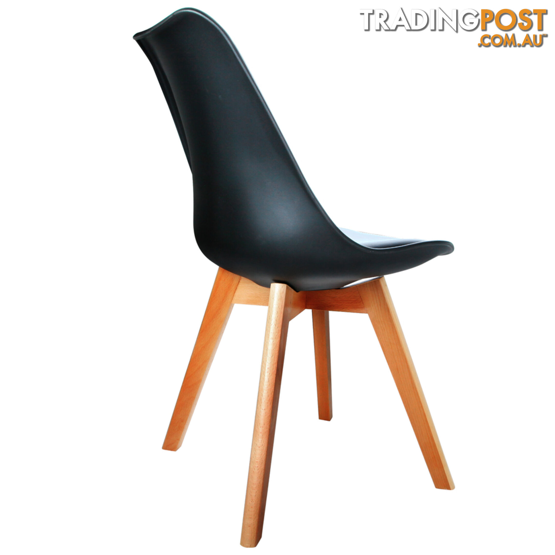 Set of 2 Dining Chair PU Leather Seat Black