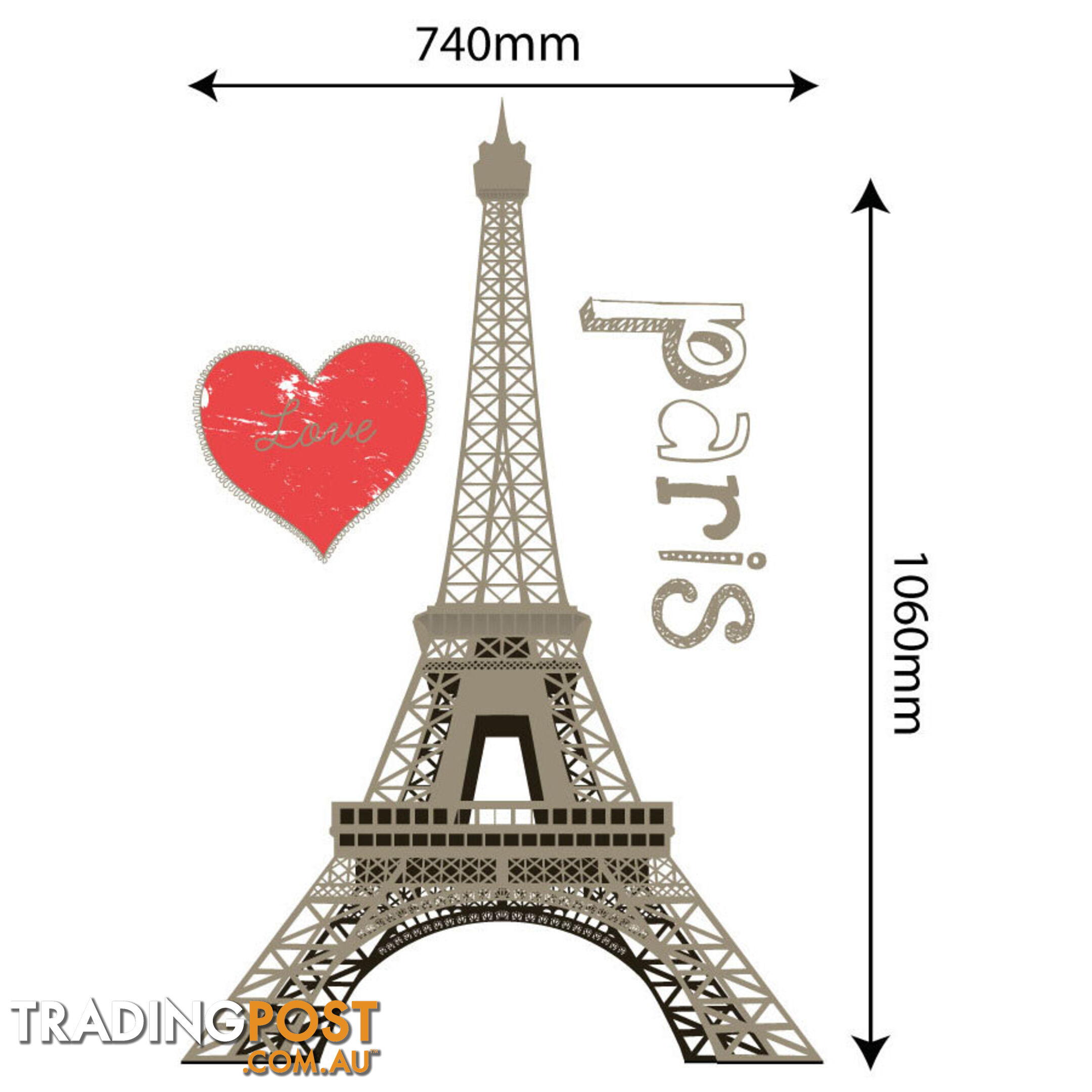 Extra Large Size Paris Eiffel Tower Wall Stickers - Totally Movable