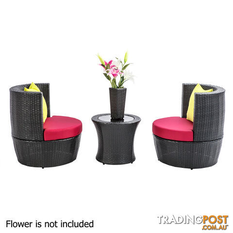 Stackable 4 pcs Black Wicker Rattan 2 Seater Outdoor Furniture Set Grey