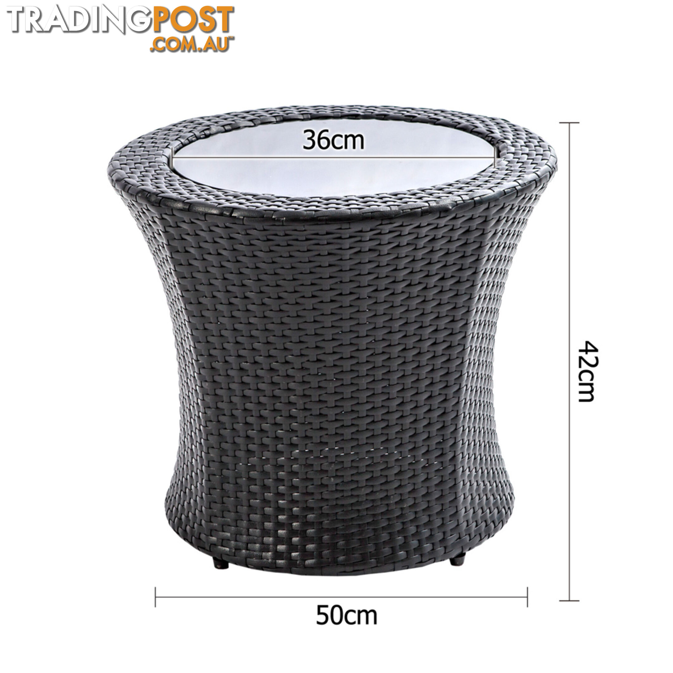 Stackable 4 pcs Black Wicker Rattan 2 Seater Outdoor Furniture Set Grey