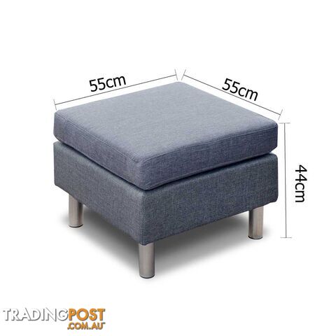 Four Seater Faux Linen Fabric Sofa with Ottoman Grey - photo 3 of 9