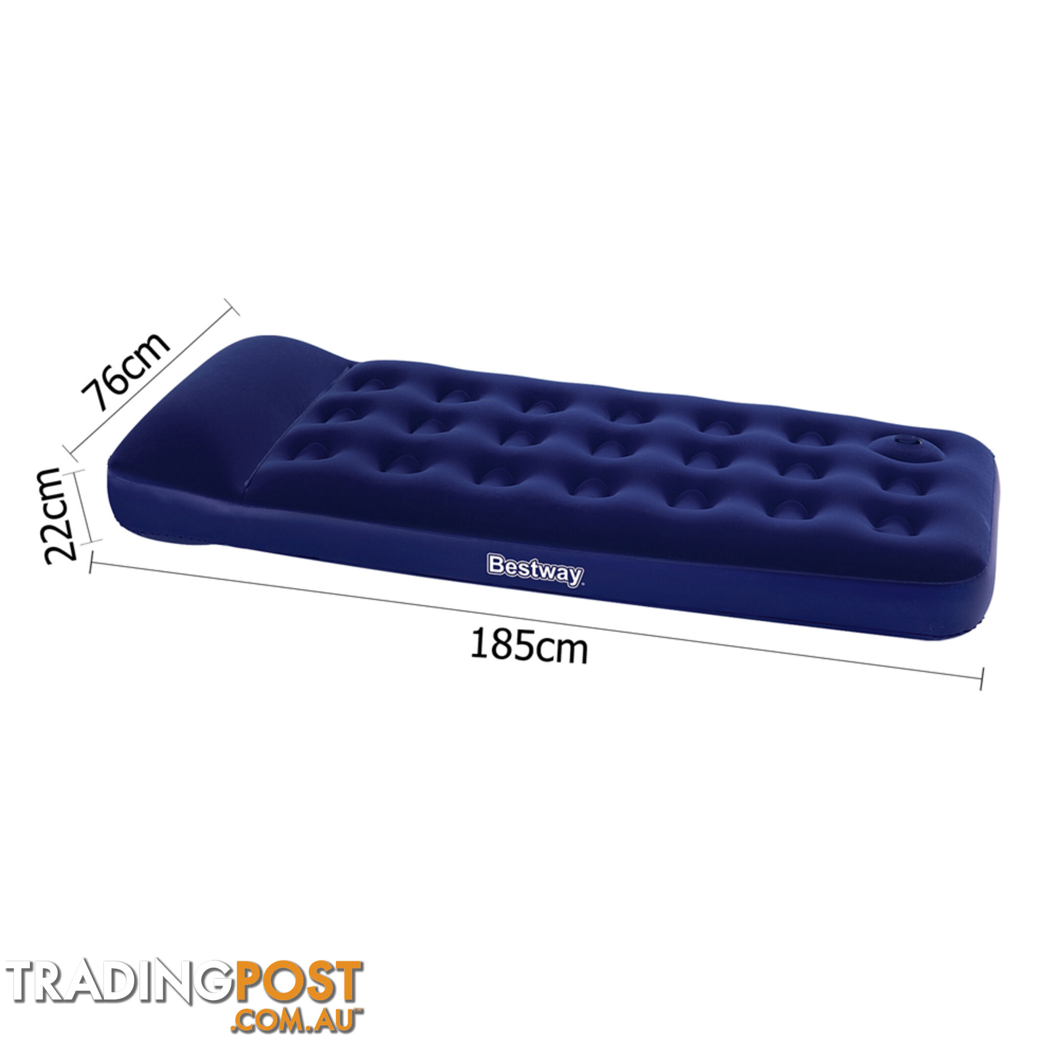 Bestway Single Inflatable Air Mattress Bed w/ Built-in Foot Pump Blue