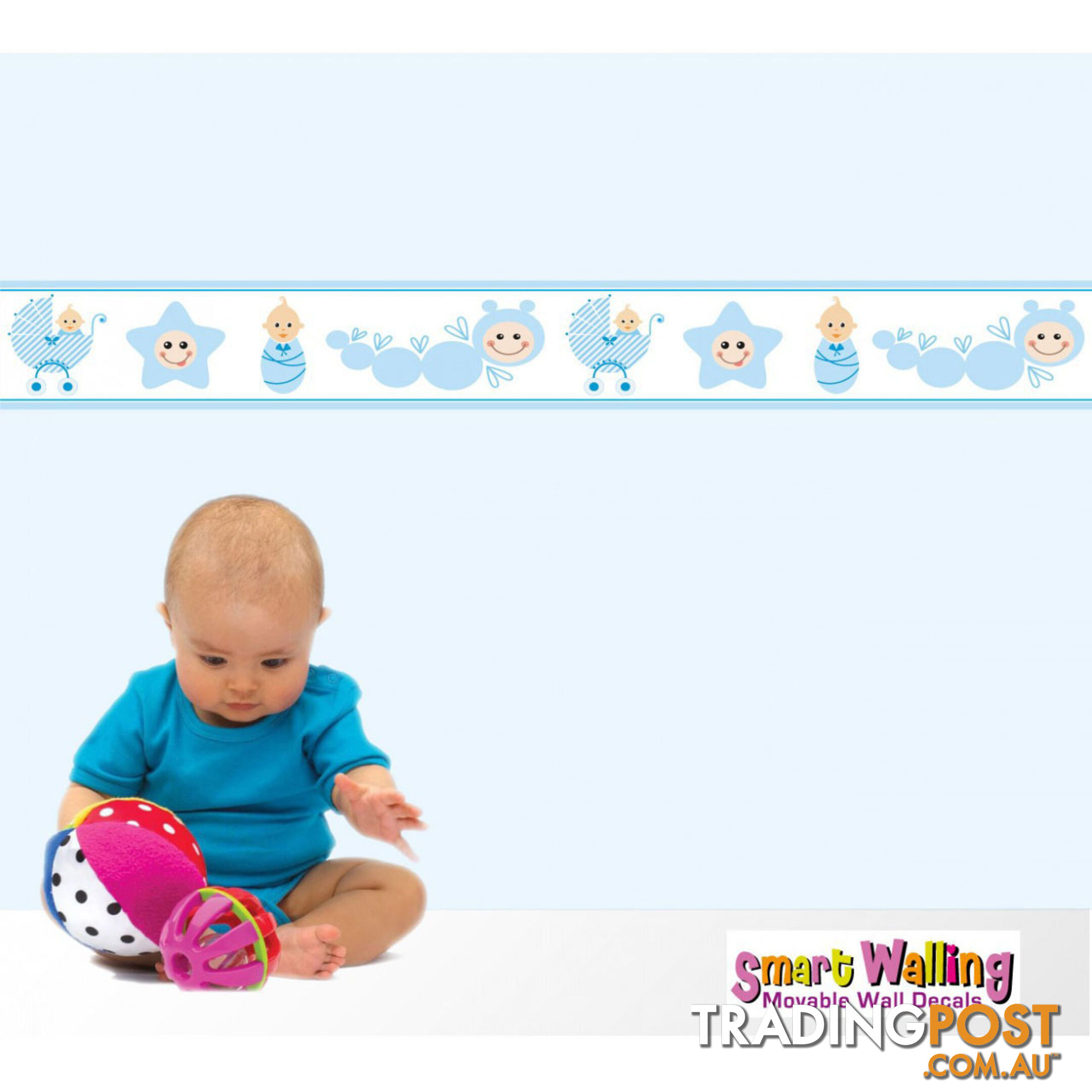 Blue Baby Caterpillar Wall Border Stickers - Totally Movable