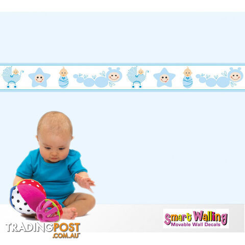 Blue Baby Caterpillar Wall Border Stickers - Totally Movable