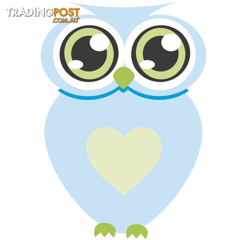Blue owl with big eyes Wall Stickers - Totally Movable