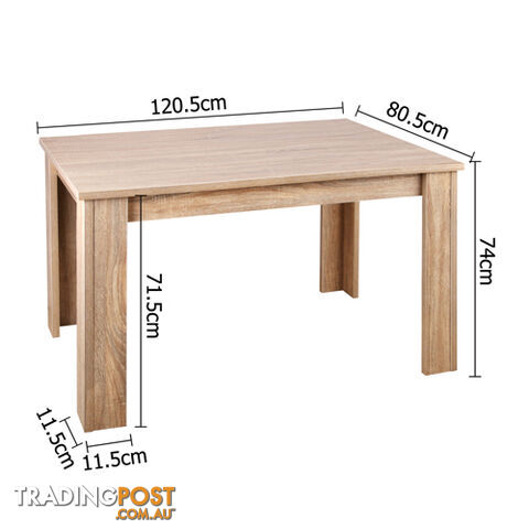 Rectangular 4 Seater Dining Table Natural Wood