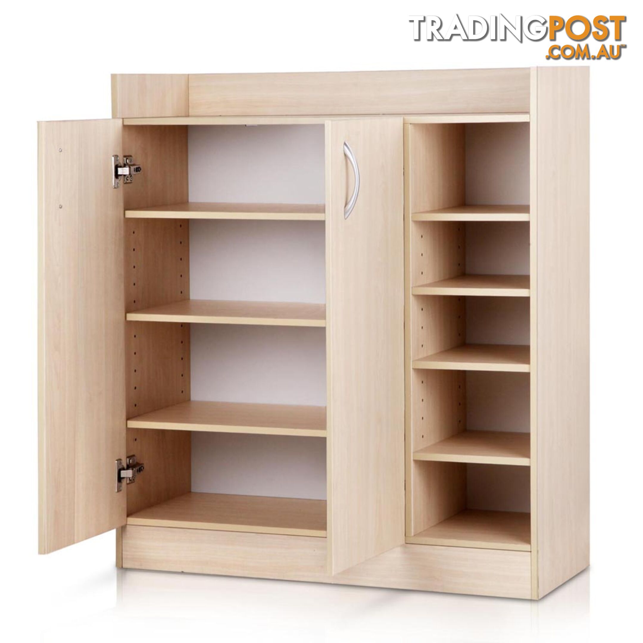 2 Doors Shoe Cabinet Storage Cupboard - Natural Timber