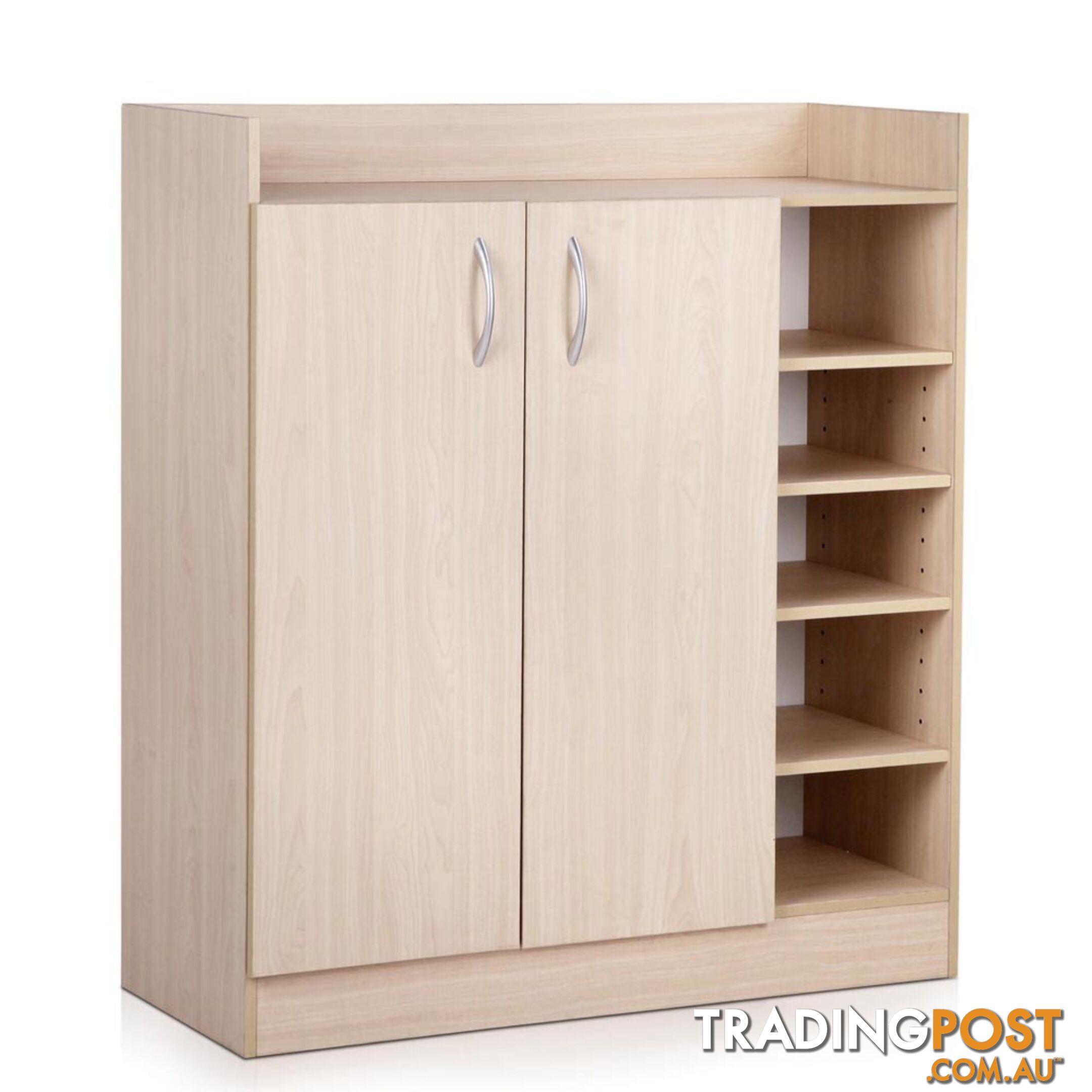 2 Doors Shoe Cabinet Storage Cupboard - Natural Timber