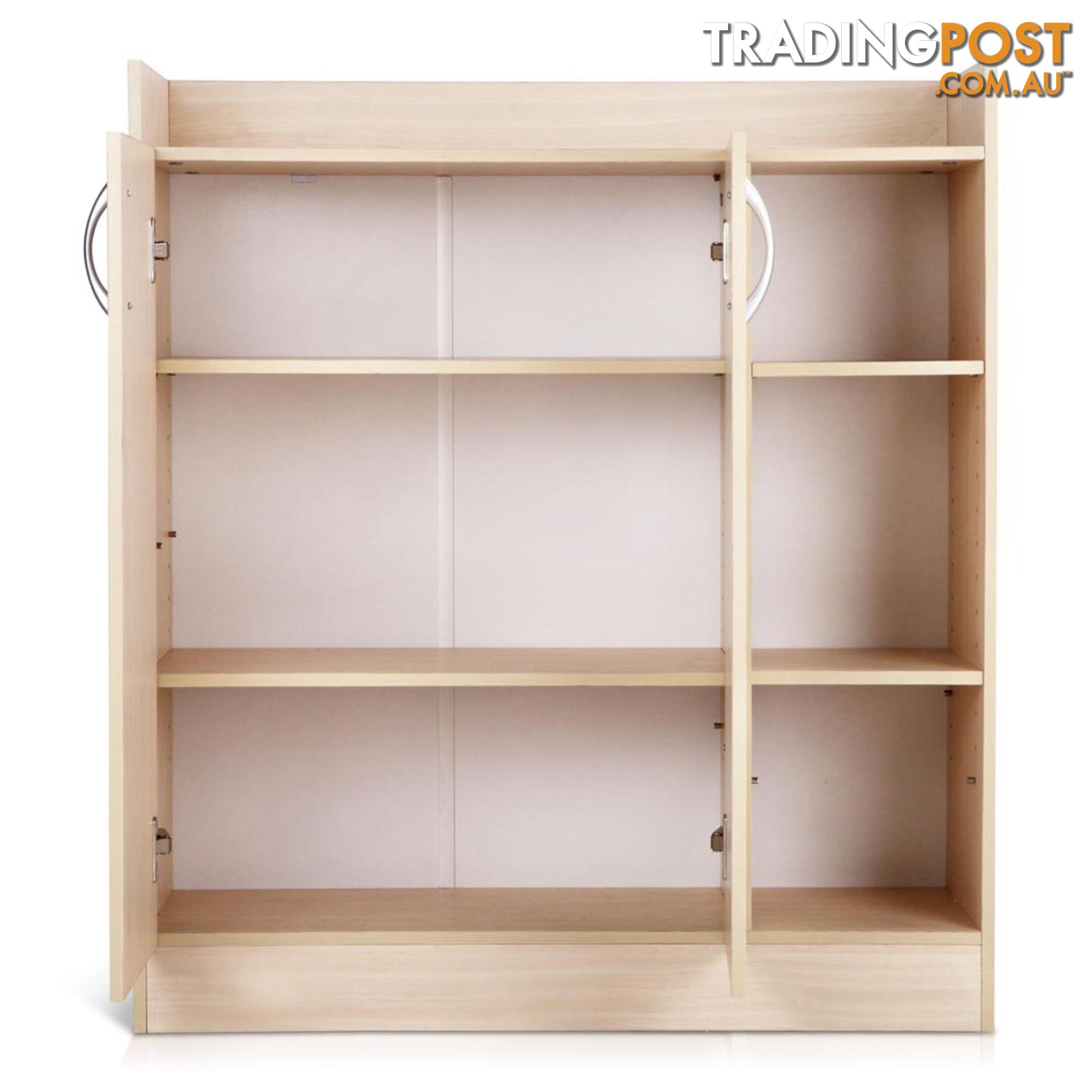 2 Doors Shoe Cabinet Storage Cupboard - Natural Timber