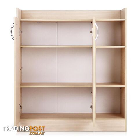 2 Doors Shoe Cabinet Storage Cupboard - Natural Timber