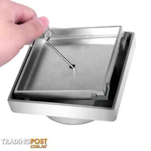 Square Stainless Steel Shower Grate Drain Floor Bathroom 95mm Depth - photo 5 of 5