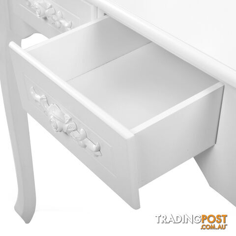 4 Drawer Dressing Table w/ Mirror White