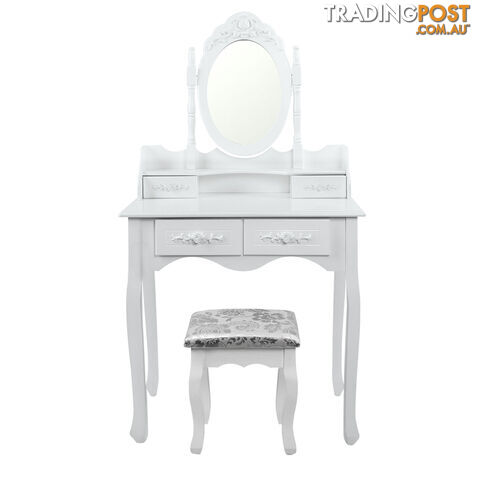 4 Drawer Dressing Table w/ Mirror White