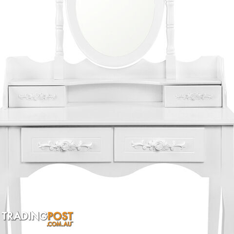 4 Drawer Dressing Table w/ Mirror White