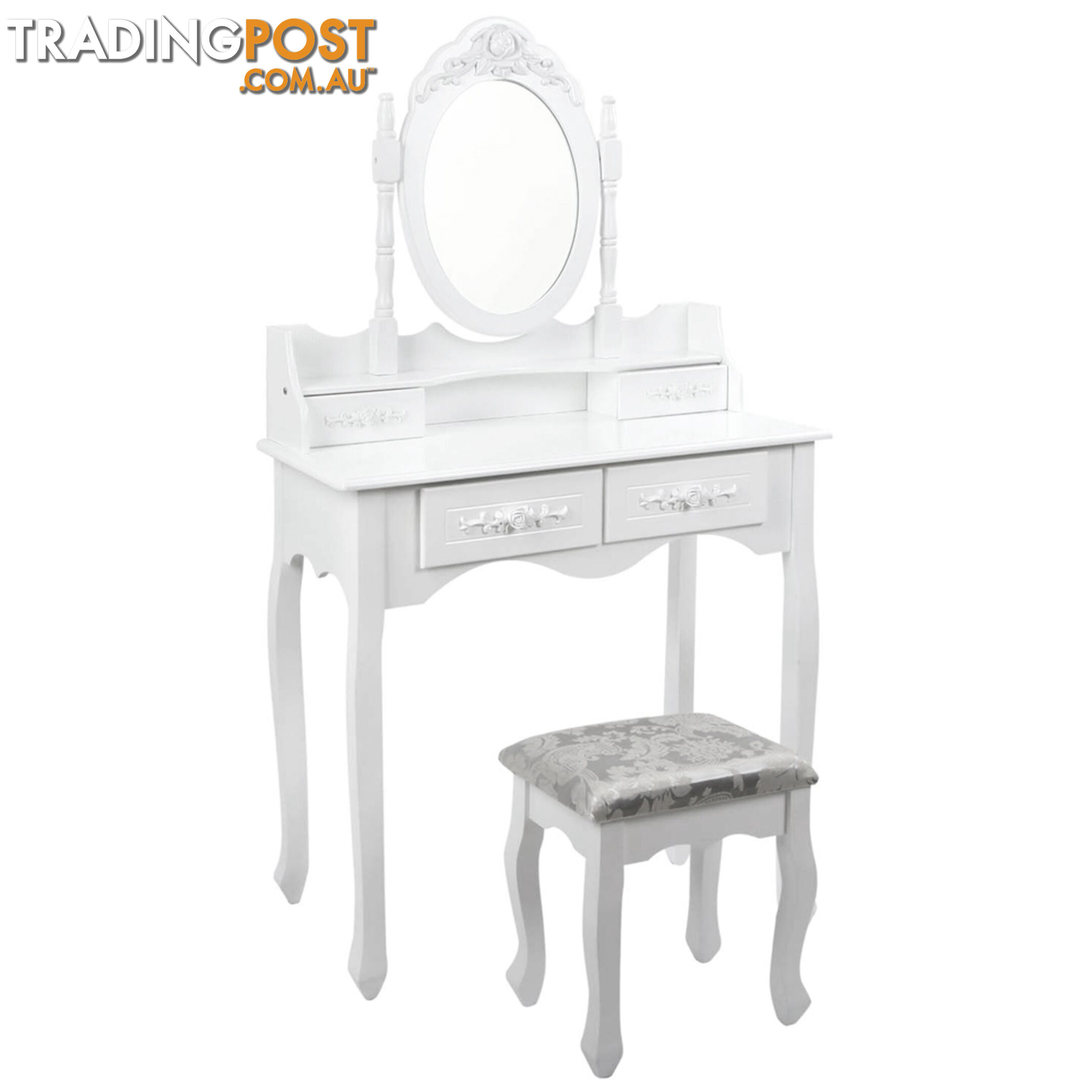 4 Drawer Dressing Table w/ Mirror White