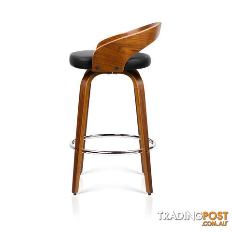 Walnut Wooden Barstool with Chrome Footrest