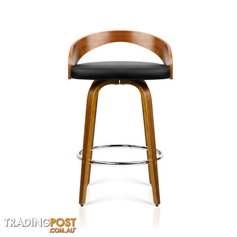 Walnut Wooden Barstool with Chrome Footrest