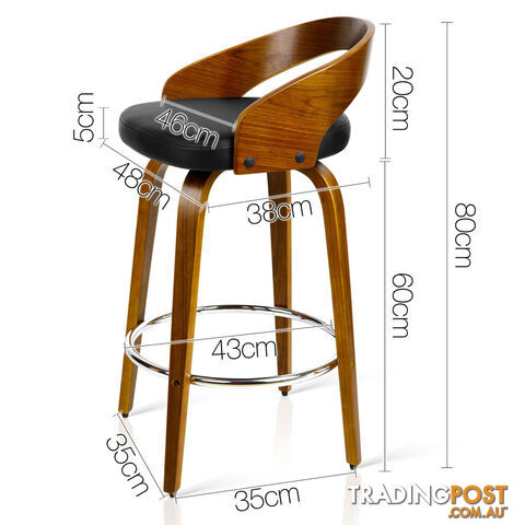 Walnut Wooden Barstool with Chrome Footrest