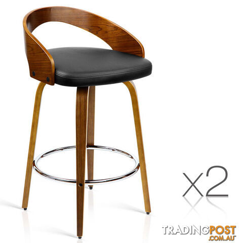 Walnut Wooden Barstool with Chrome Footrest