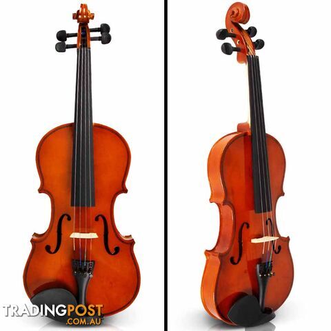 Full Size 4/4 Natural Wooden Beginner Violin Set Brown - photo 4 of 12