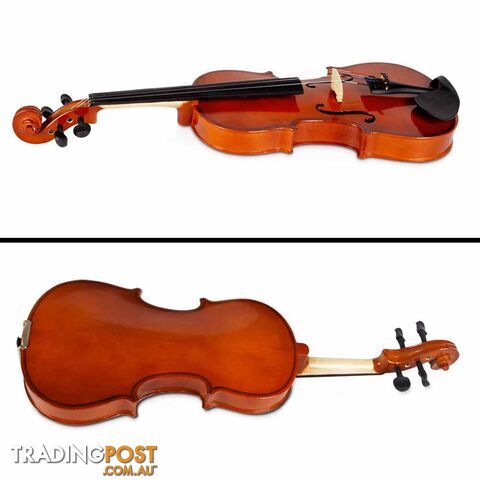 Full Size 4/4 Natural Wooden Beginner Violin Set Brown - photo 5 of 12