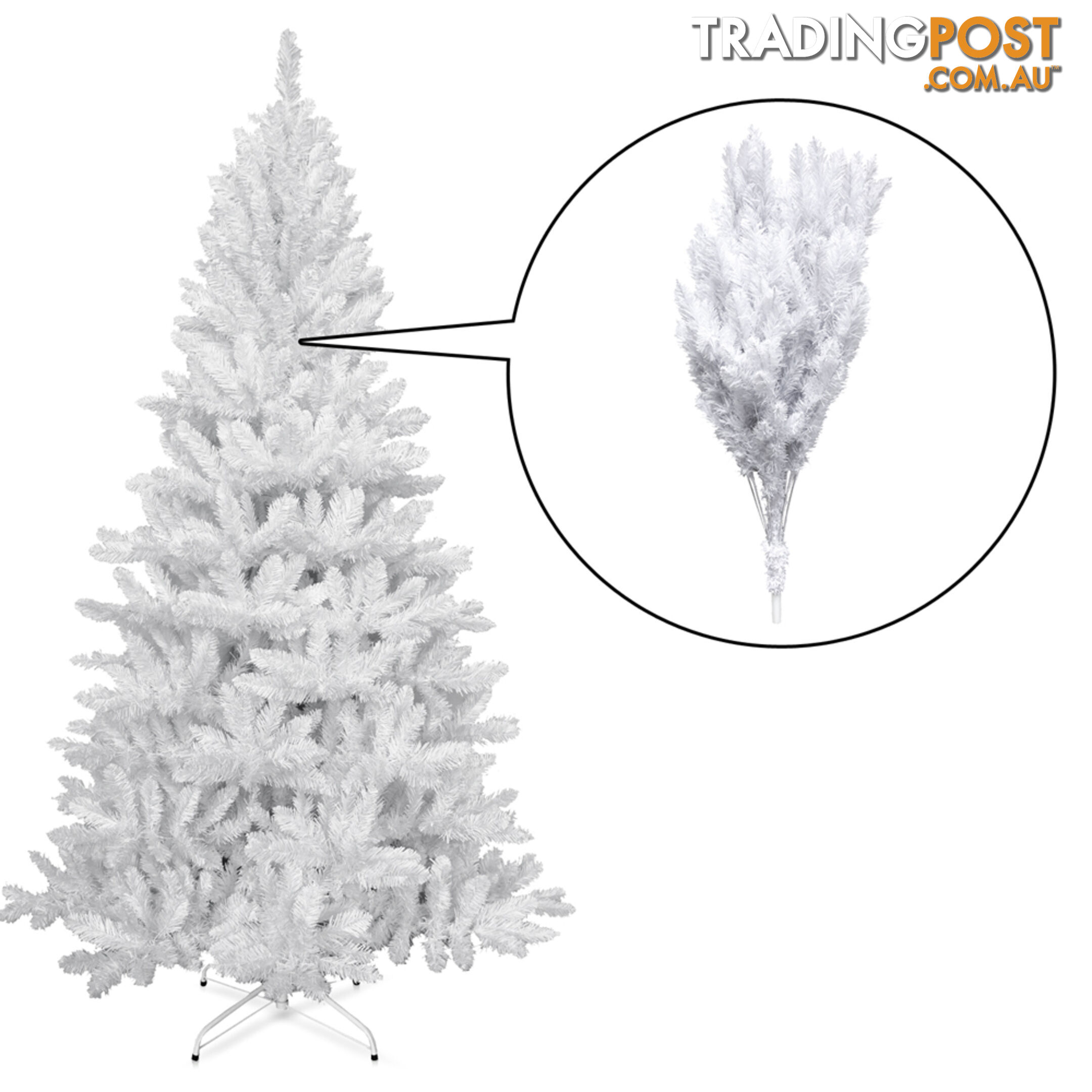 1.8M Christmas Tree With Decorations - White