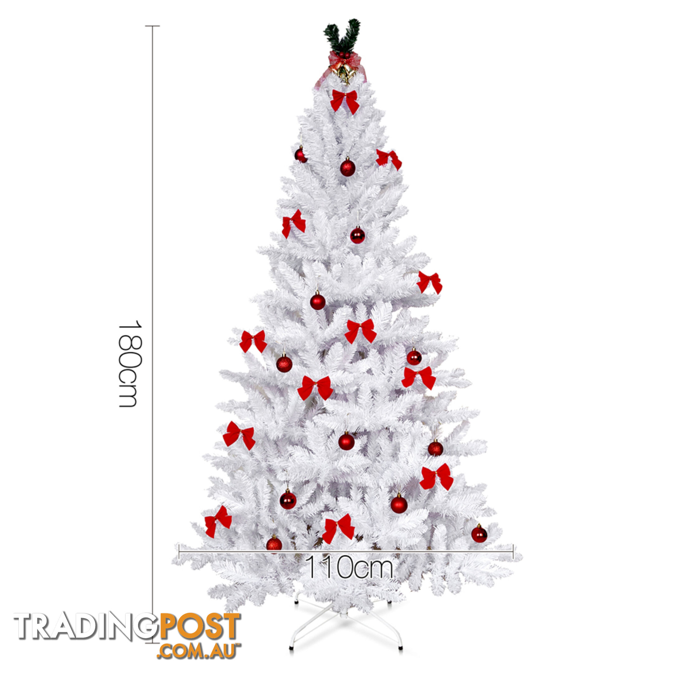 1.8M Christmas Tree With Decorations - White