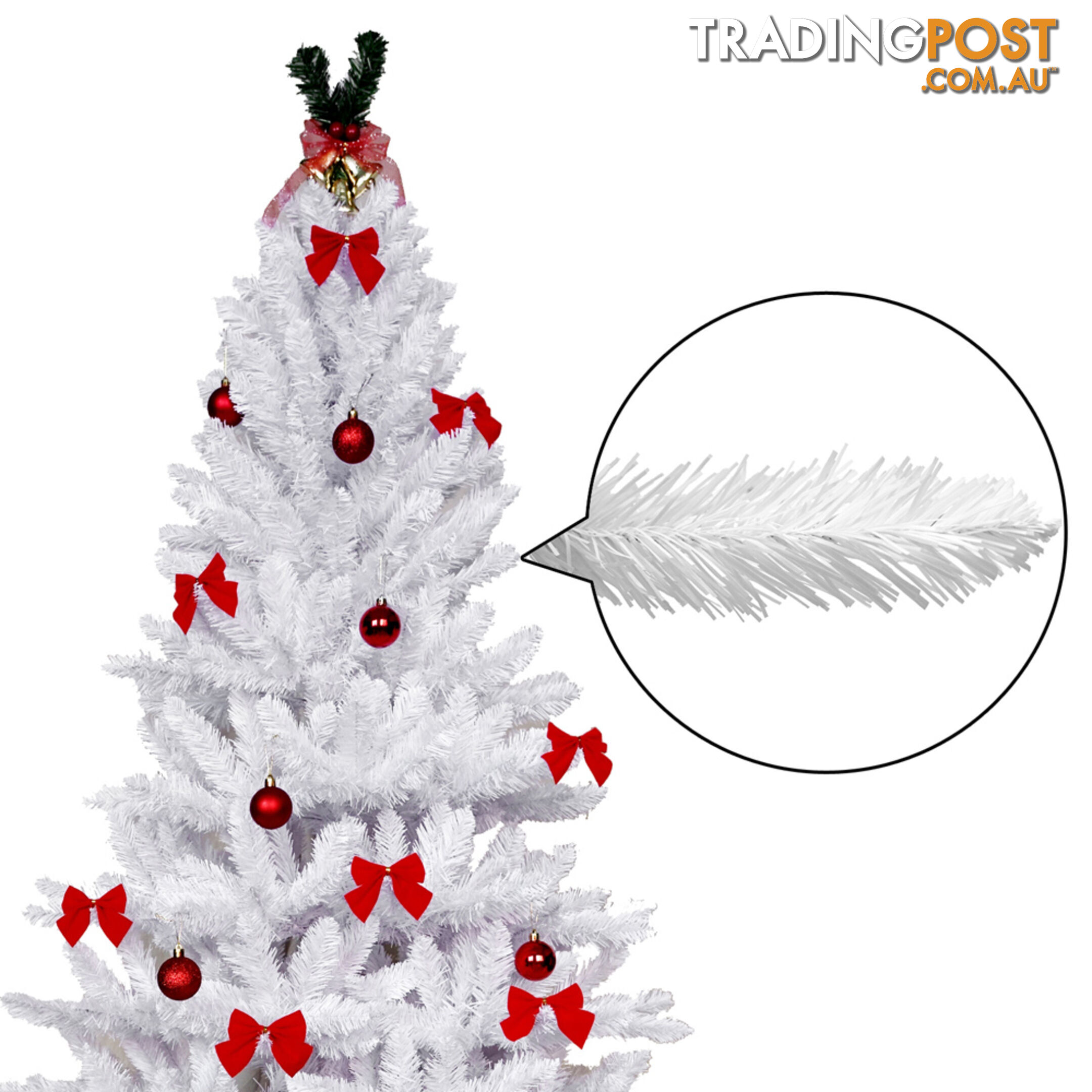 1.8M Christmas Tree With Decorations - White