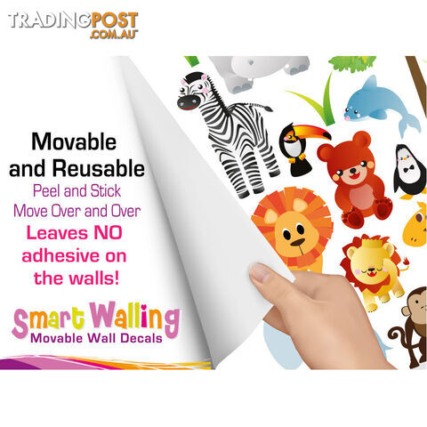 Medium Size Cute Zoo Animals Kids Wall Stickers - Totally Movable