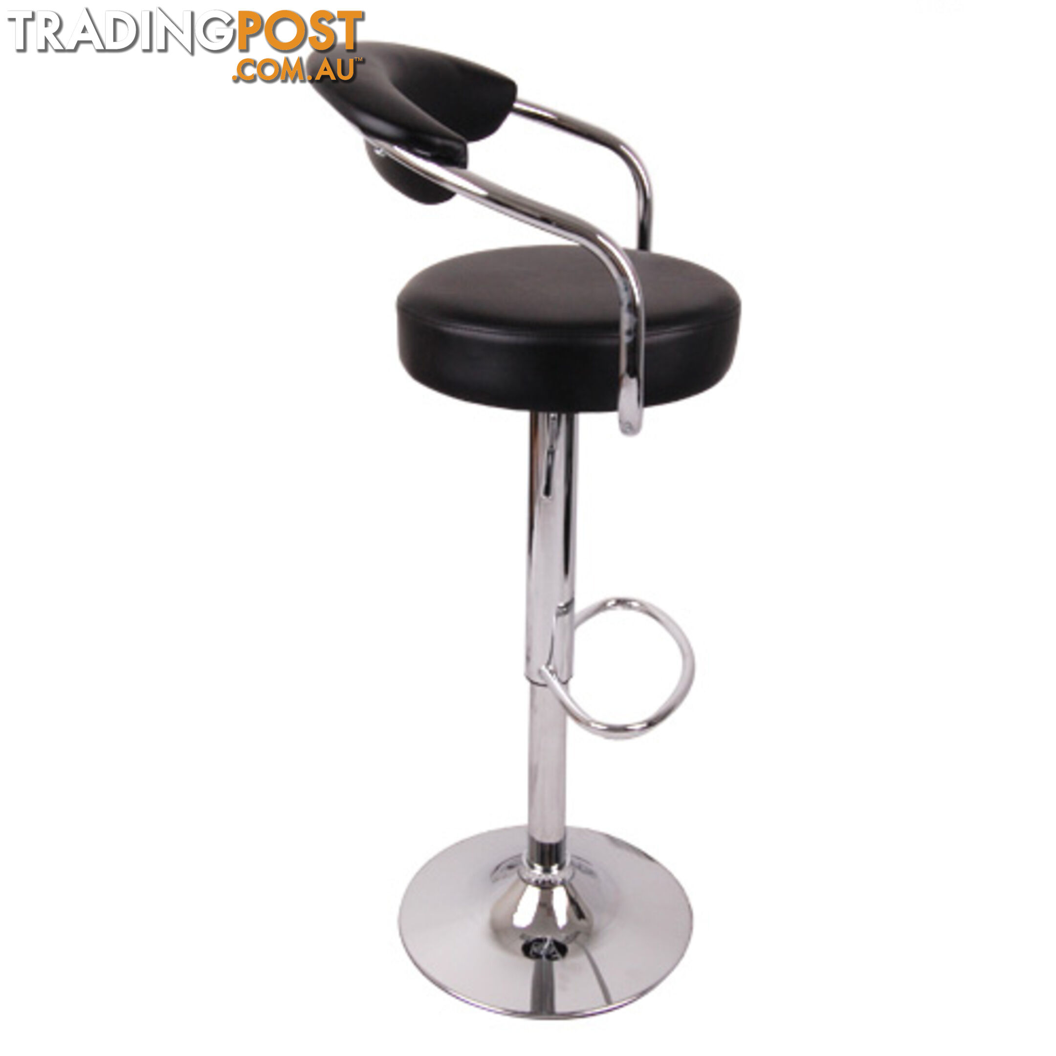 Set of 2 PU Leather Kitchen Bar Stool Black