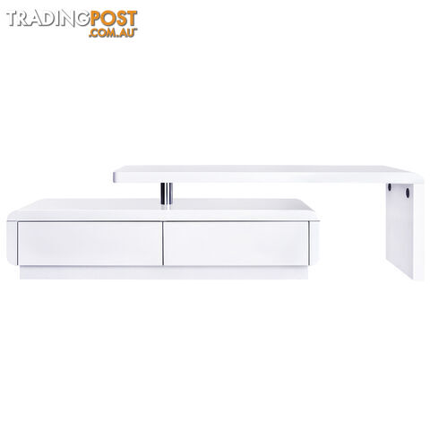 High Gloss Adjustable TV Stand Entertainment Unit Drawers White - photo 3 of 8