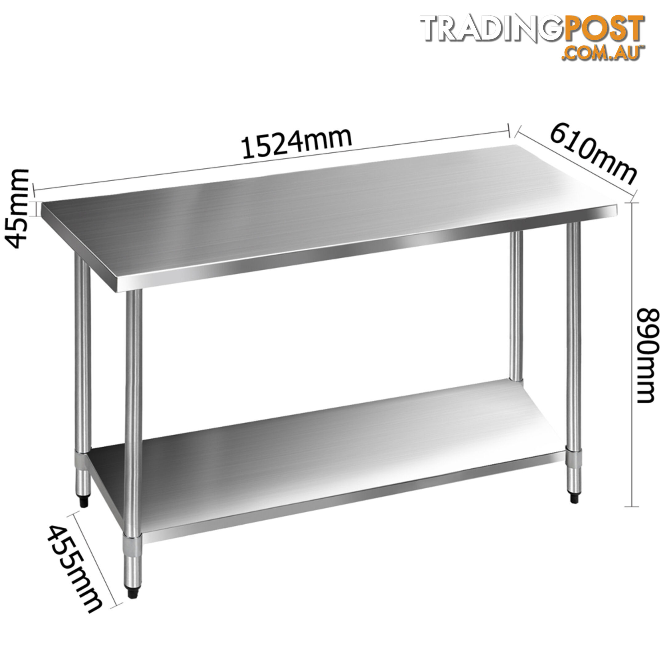 430 Stainless Steel Kitchen Work Bench Table 1524mm