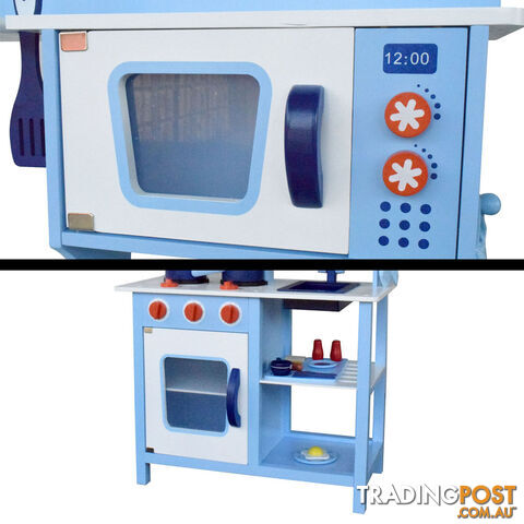 Children Wooden Kitchen Play Set Blue - photo 4 of 8